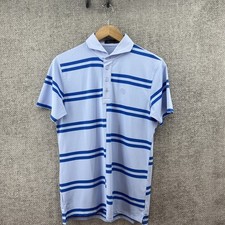 G/FORE Mens Size Small Sky Blue Striped Golf Polo Shirt Performance Active New 