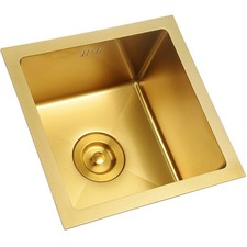 15" Stainless Steel RV Utility Sink with Strainer - Gold Bar Prep Mini Trumpet