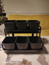 IKEA Plant Stand With 6 Pots. Indoor Or Outdoor Use/Dark Grey Colour.