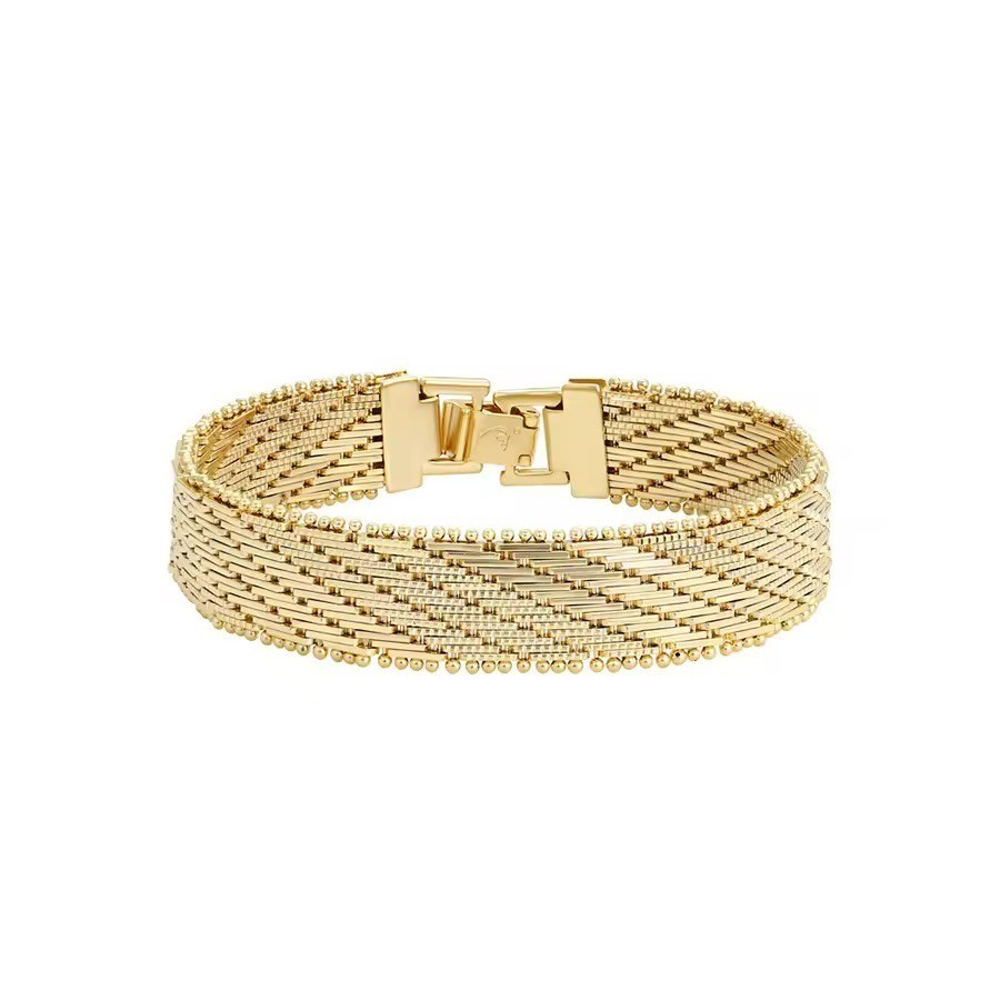 Mujer Pulsera Oro 999 Dorado 24 Quilates de Malla Resistente Al Agua B542D