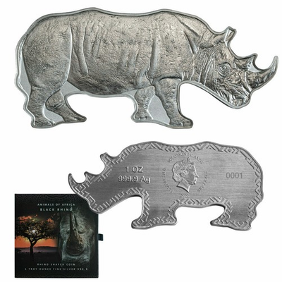 #ad #ad 2022 PAMP African BLACK RHINO Shaped Coin 1 oz .999 silver Solomon Islands $119.00