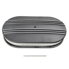 Fit Sbc Bbc Street Rod Black Aluminum 15 Oval Half Finned Air Cleaner Filter