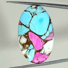 29.40Cts Cotton Candy Pink Copper Turquoise Oval Cabochon Loose Gemstone