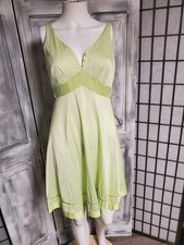 Vtg 60s 70s Shadowline Nightgown Slip Dress Xs-S Green Mini Mod Boho Nylon USA
