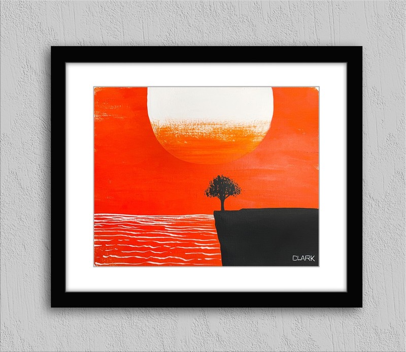 Captivating Ocean Sun Landscape Painting - Acrylics On 11x14" Mixed Media Paper