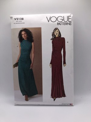 Vogue V2128 Misses Knit Dress With Ruching and Sleeve Variations Pattern Sz18-26