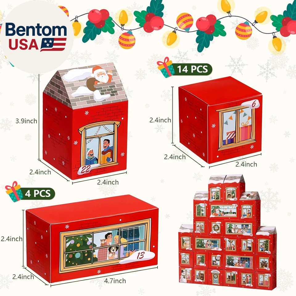 Christmas Empty Advent Calendar Boxes to Fill, 24 DIY Gift Boxes Printed with Nu - Image 3 of 4