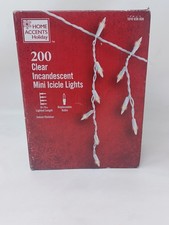 Home Accents 200 Mini Icicle Lights Clear White Wire Wedding Christmas Holiday