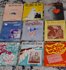 Lot of 9 Antique Vintage Piano Sheet Music 1930's 1940's