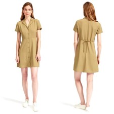New Everlane The Japanese GoWeave Notch Shirtdress Green Women 4 NWT