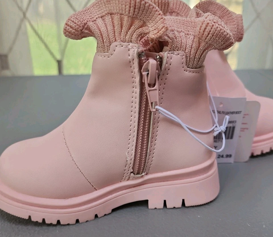 Botas de niña Stepping Stones rosa con volantes en la parte superior talla 5Y nuevas con etiquetas Foto 2 de 4