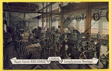 cpa GERMANY LEIPZIG FABRIK KARL KRAUSE Dampf pressen Montage PRESSE à VAPEUR
