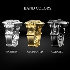 Buddha Head Silver Men Ring, Buddhist Healing Jewelry Gift for Boyfriend