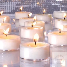 Soy Tea Lights Candles 50 Pack Unscented White Tealight Candles Bulk-4 Hours Lon