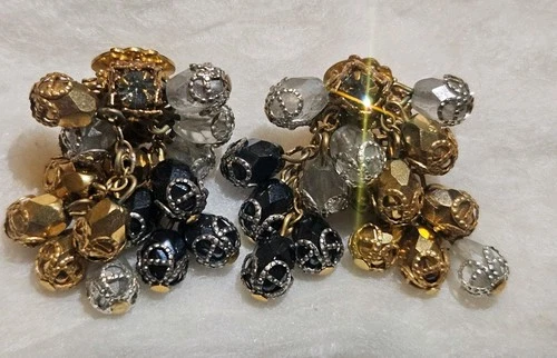 Miriam Haskell Vintage Gold Tone Clip On Earrings