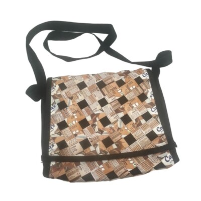 Upcycled Woven Chocolate Milk Carton 10x10'' Messenger Crossbody Purse Bag Unique