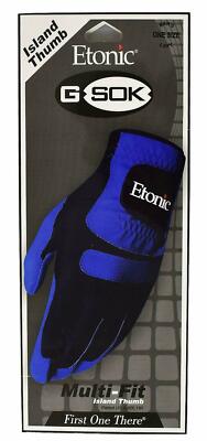 Etonic G-Sok Mult-Fit Golf Glove MLH   Blue/Black   Island Thumb x 3 Pack NiB