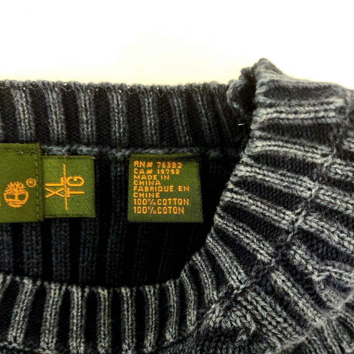Timberland Heavy Cable Knit Dark Blue Pullover Sweater Men's Size