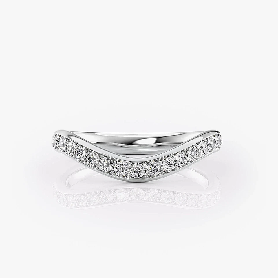 14K White Gold 0.50 Ct Round Cut Lab Created Diamond Engagement Band 3.0 MM - Image 2 of 4