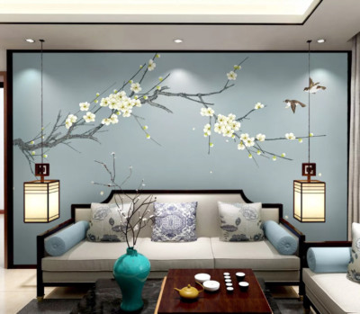 3D Sparrows Branch ZHUA40621 Wallpaper Wall Murals Removable Self-adhesive Ann