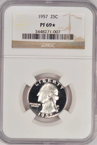 1957 Washington Quarter Proof NGC PF 69 STAR PR69* Frosty Coin 25C