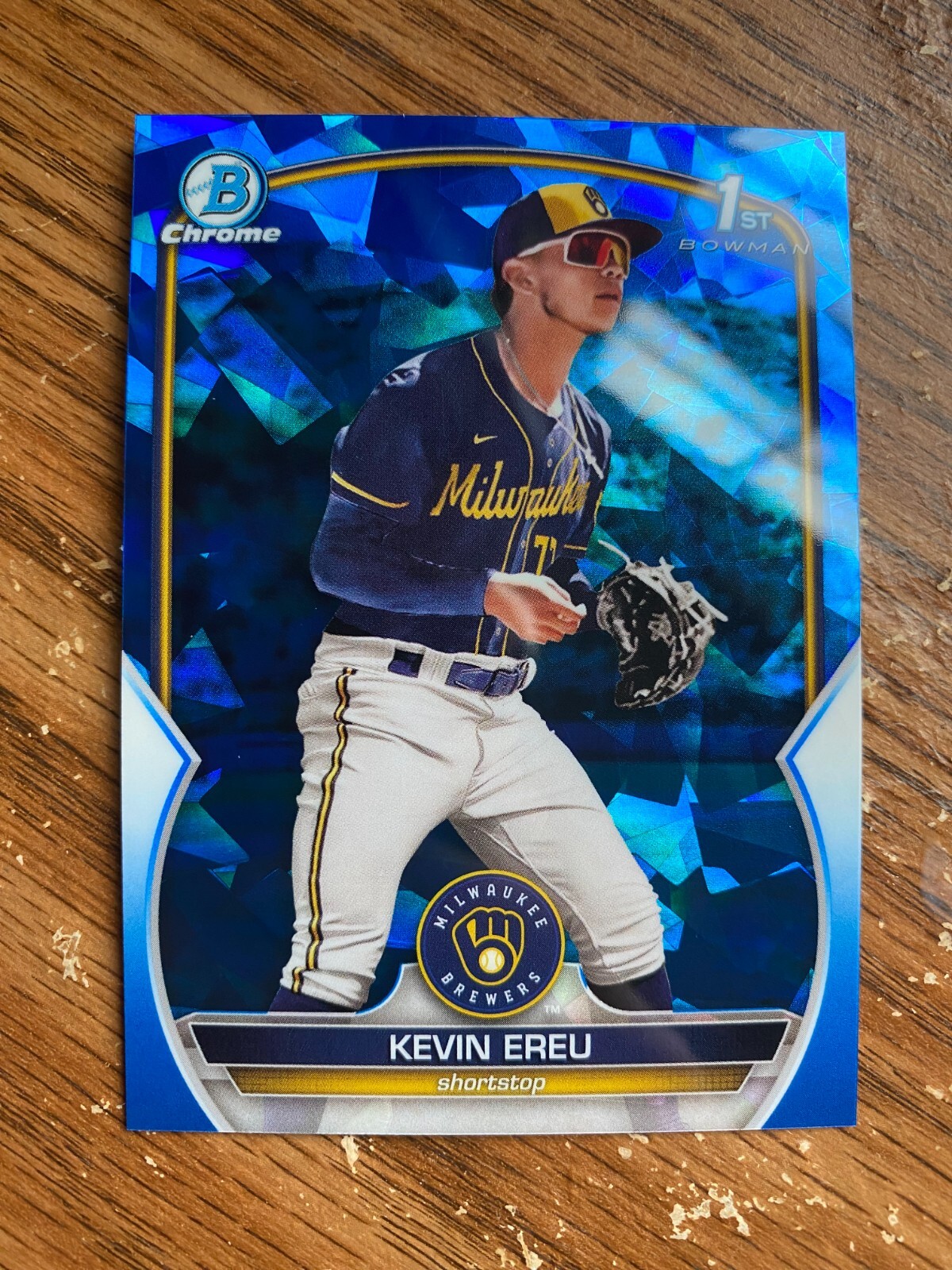2023 Bowman Chrome Sapphire KEVIN EREU 1st Prospect Brewers