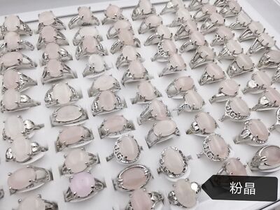 wholesale 20pcs gemstone rings natural stone silver rings bulk jewelry