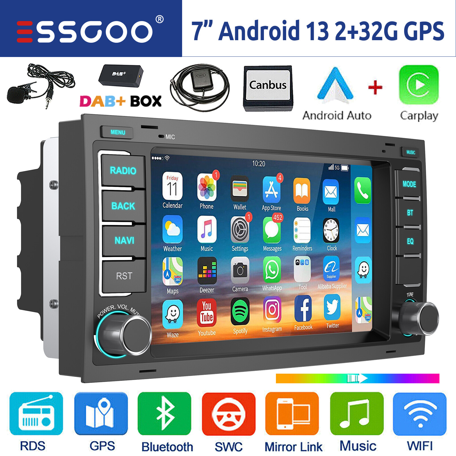 Radio de coche para VW T5 Multivan Transporter DAB+ Android 13 Carplay GPS Navi RDS BT