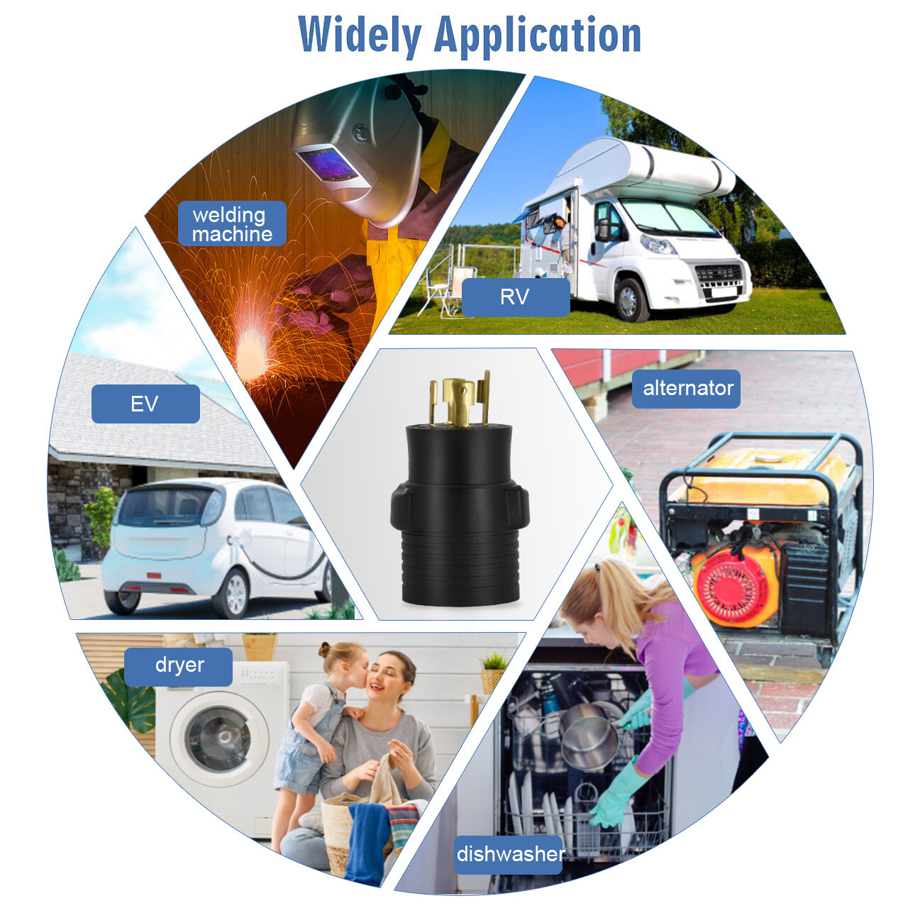 220250V Dryer Welder Outlet Adapter Connector Plug 30AMP L1430P to 6