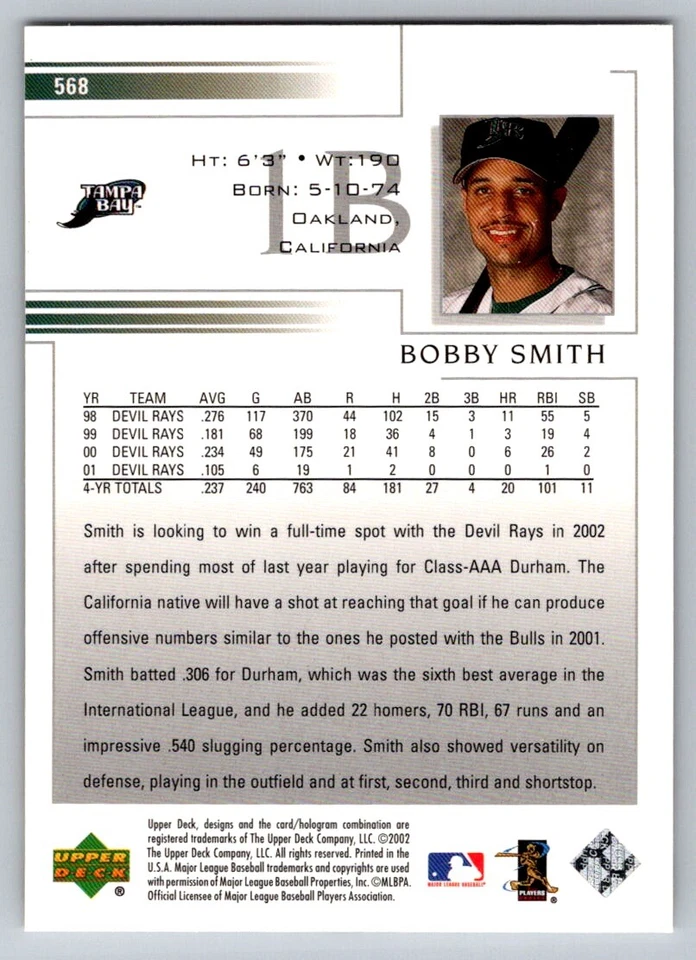 2002 Upper Deck #568 Bobby Smith - Image 2 of 2