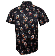 NWT Dixxon Flannel Virgin Mary Short Sleeve Party Shirt