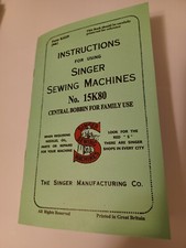 Singer 15K80 Manual Instruction Sewing Machine Reprint (Model 15)