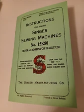 Singer 15K80 Manual Instruction Sewing Machine Reprint (Model 15)