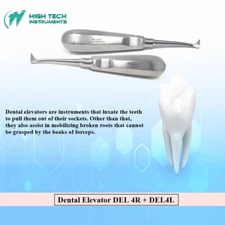 Set of 2 Dental Root Elevator Oral Implant Luxating Tooth Extraction Tool 4L+4R