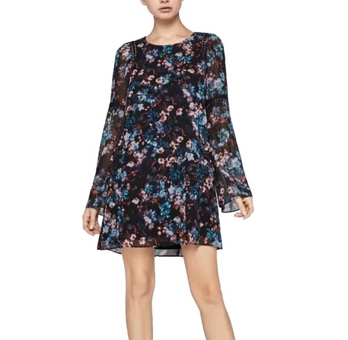 black floral dress long sleeve Pretty Pixie Women Floral Print A-Line Dress For Women (Black, M) main image 1