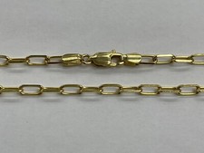 14k Yellow Gold Smooth Paperclip Chain Link Necklace 18 Inches