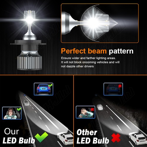H6014 H6015 H6024 7" Halo LED Head Lights Lamps H4 Conversion Pairs Set Chrome - Picture 11 of 22
