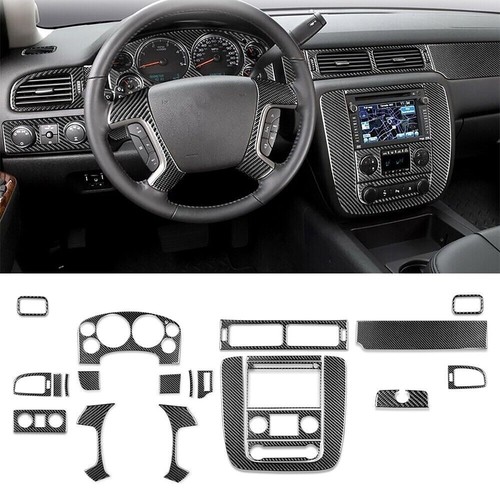 23Pcs Real Carbon Fiber Interior Trim Kits For Silverado/Tahoe/Sierra