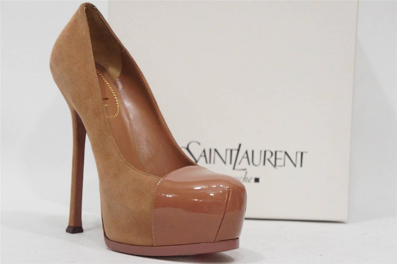 SCARPE DÉCOLLETÉ YSL YVES SAINT LAURENT TRIBUTE DUE PLATEAU IN PELLE E PELLE 40 5 10