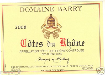 Weinetikett - COTES DU RHONE - Domaine Barry (Ref. 171)