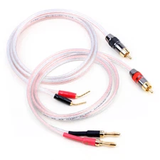 Pure Copper HiFi Single RCA Male to Banana/Pin Male Plug Speaker Cable Spliter