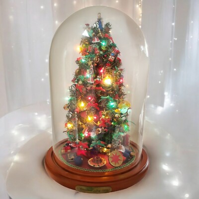 Danbury Mint 1999 Christmas Joy 13  Lighted Glass Cloche Christmas Tree