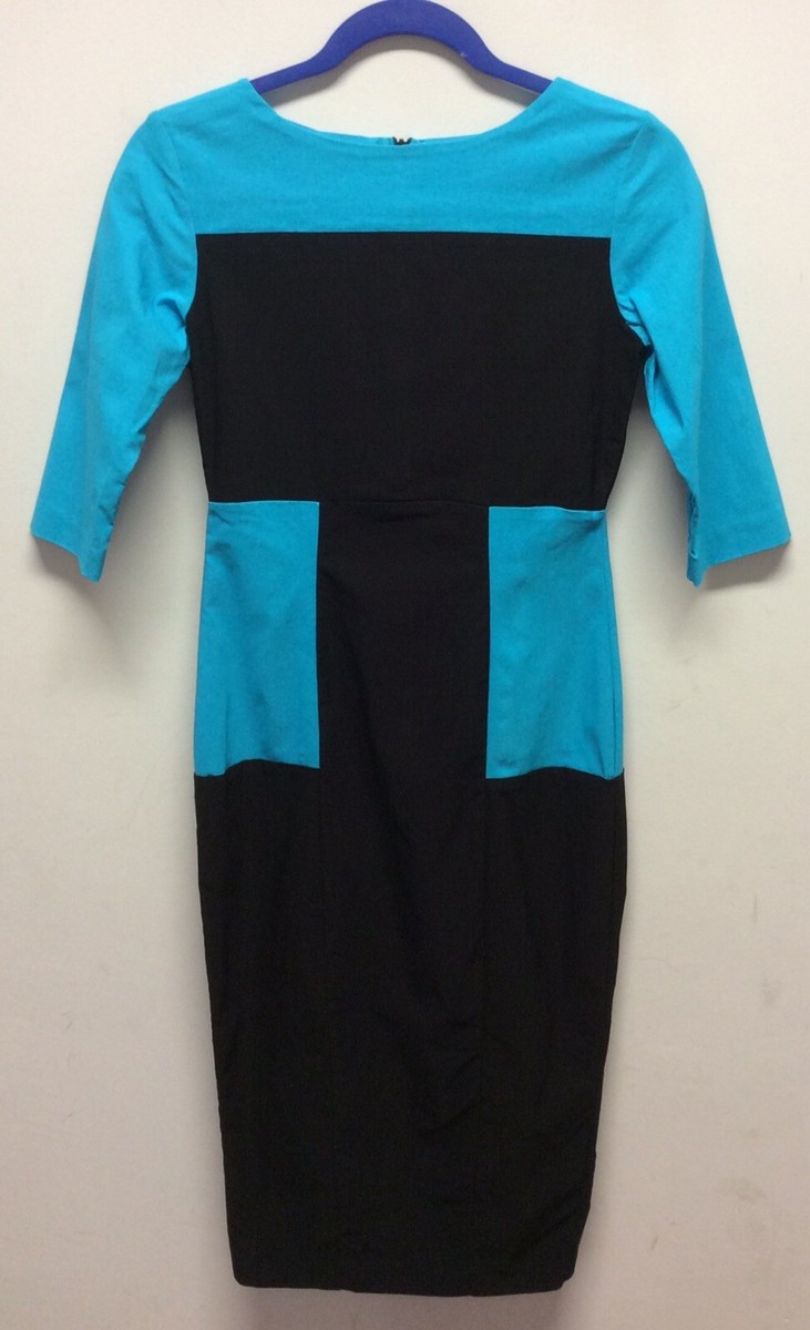 Unworn Obi By Frock Art Blue And Black Bodycon Dress UK