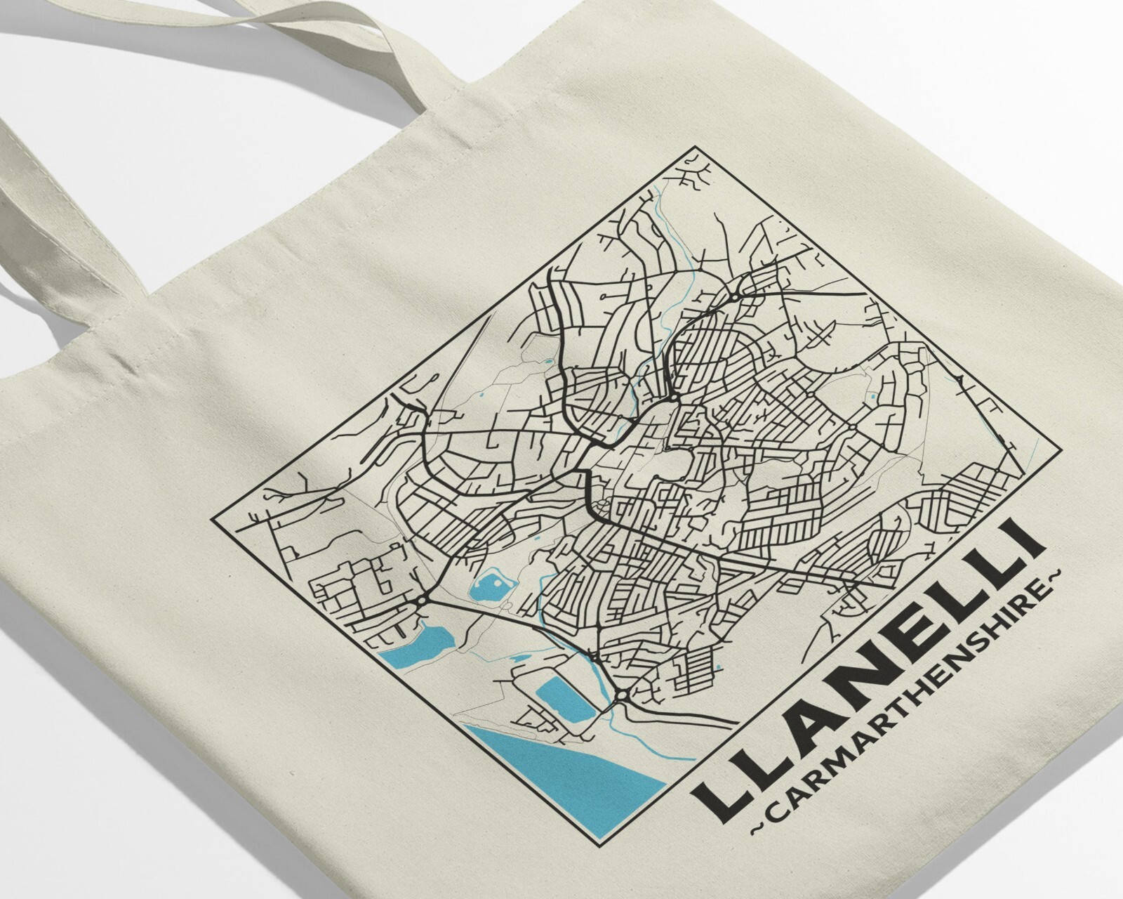 Llanelli, Carmarthenshire, Wales Town Map Cotton Shopper Tote Bag eBay