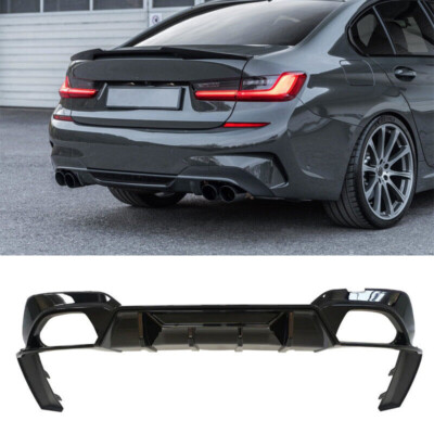 Rear Bumper Lip Diffuser For 2019-2022 BMW G20 G21 330i M340i Sport Glossy Black