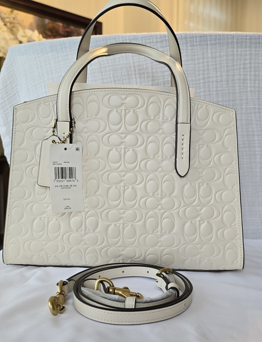 COACH Charlie Carryall 28 in Signature Deboss Leather - B4/Chalk