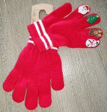 BOYS GIRLS NEW NWT CHRISTMAS GLOVES medium/large SANTA SNOWMAN DEER TREE RED  
