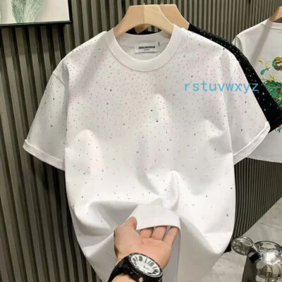 jentlouis T-Shirt Rhinestones 値下げ交渉OK Quality High T-Shirt White Black Rhinestones Luxury Women Men New トップス