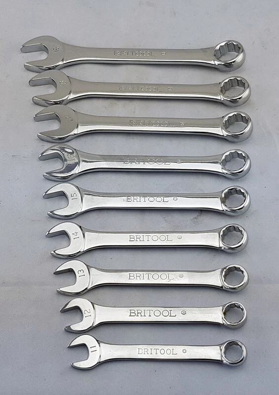 BRITOOL ENGLAND SHORT METRIC COMBINATION SPANNER SET WITH BI