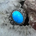 Carolyn Pollack Vintage Sterling Silver Oval Blue Turquoise Ring For Women